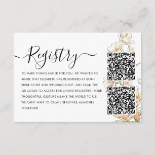 Elegant Gold Floral Registry QR Code Bridal Shower Enclosure Card