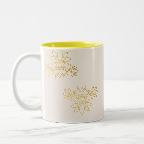 Elegant Gold Floral Royal Lotus Ceramic Coffee Mug