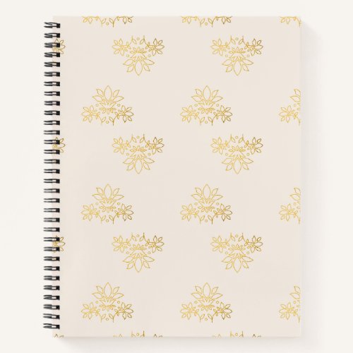 Elegant Gold Floral Royal Lotus Spiral Notebook