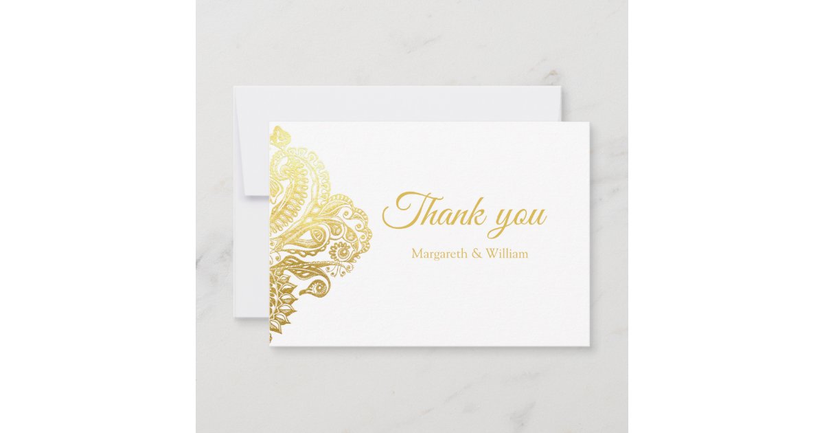 Elegant gold floral thank you card | Zazzle