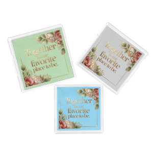 Elegant Gold Floral Typography – Acrylic Tray