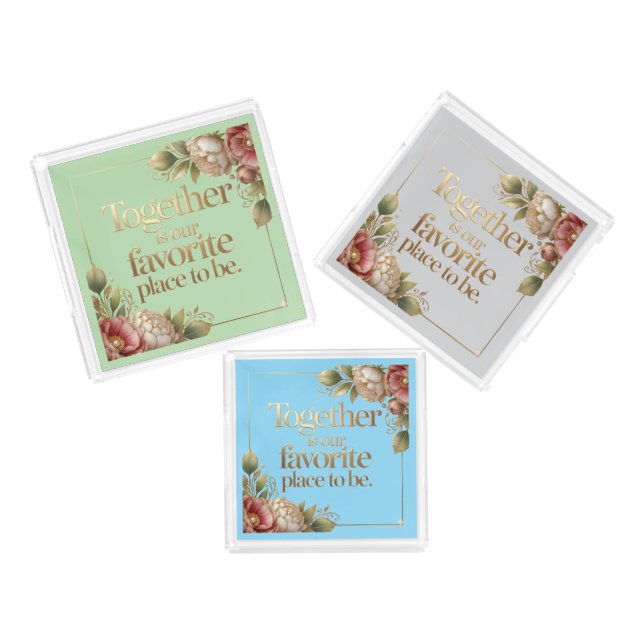 Elegant Gold Floral Typography – Acrylic Tray (Set)