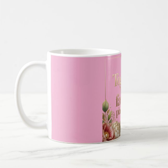 Elegant Gold Floral Typography Coffee Mug (Left)