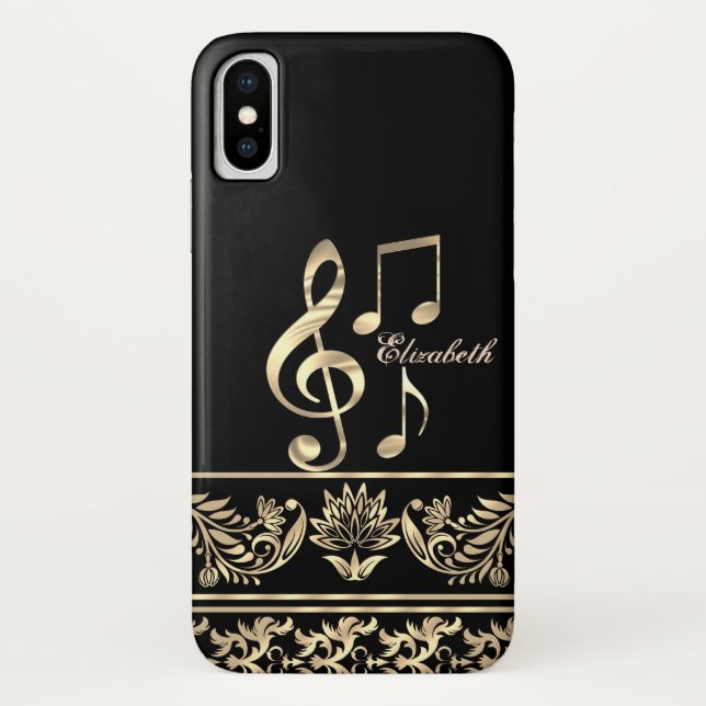 Elegant Gold Floral,Violin Key,Note Case-Mate iPhone Case (Back)