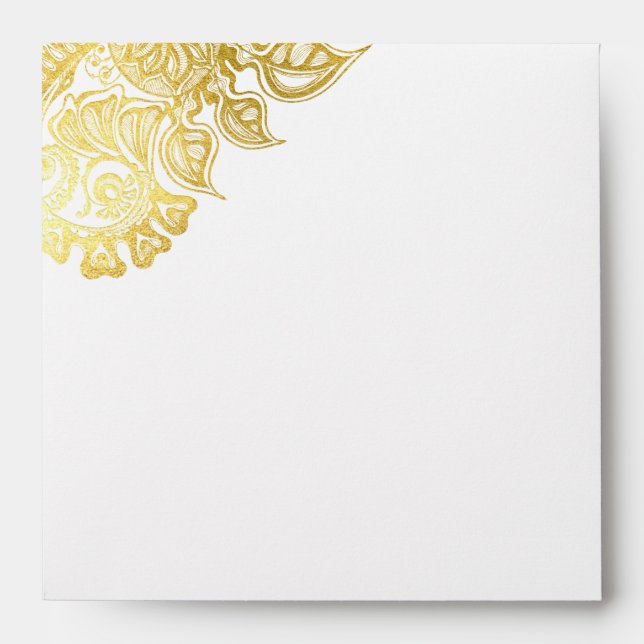 Elegant Gold Floral Wedding Envelope (Front)