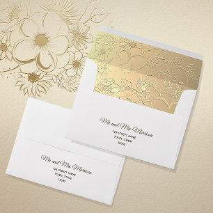Elegant Gold Floral Wedding Envelope