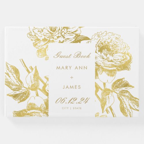 Elegant Gold Floral Wedding Guestbook