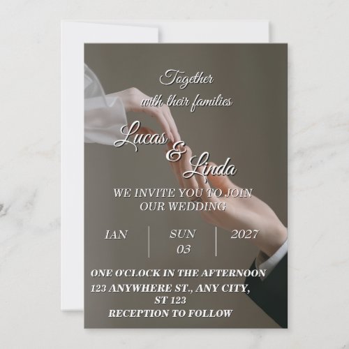 Elegant Gold Floral Wedding Invitation 5x7 Card