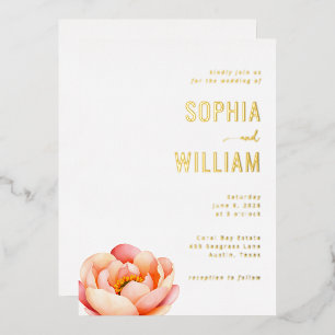 Elegant Gold Floral Wedding Invitation Foil Invitation