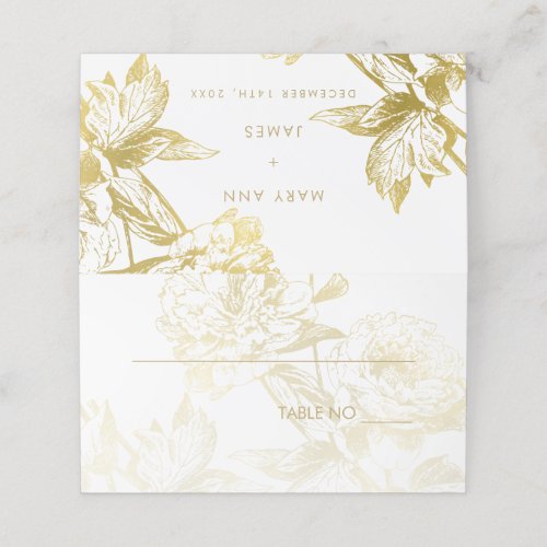 Elegant Gold Floral Wedding Placecard