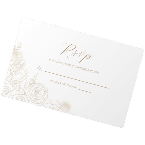 Elegant Gold Floral Wedding  RSVP Card