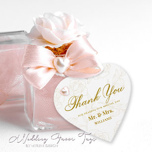 Elegant Gold Floral Wedding Thank You Favor Tags