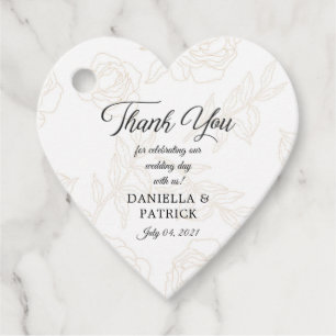 Elegant Gold Floral Wedding Thank You Favor Tags