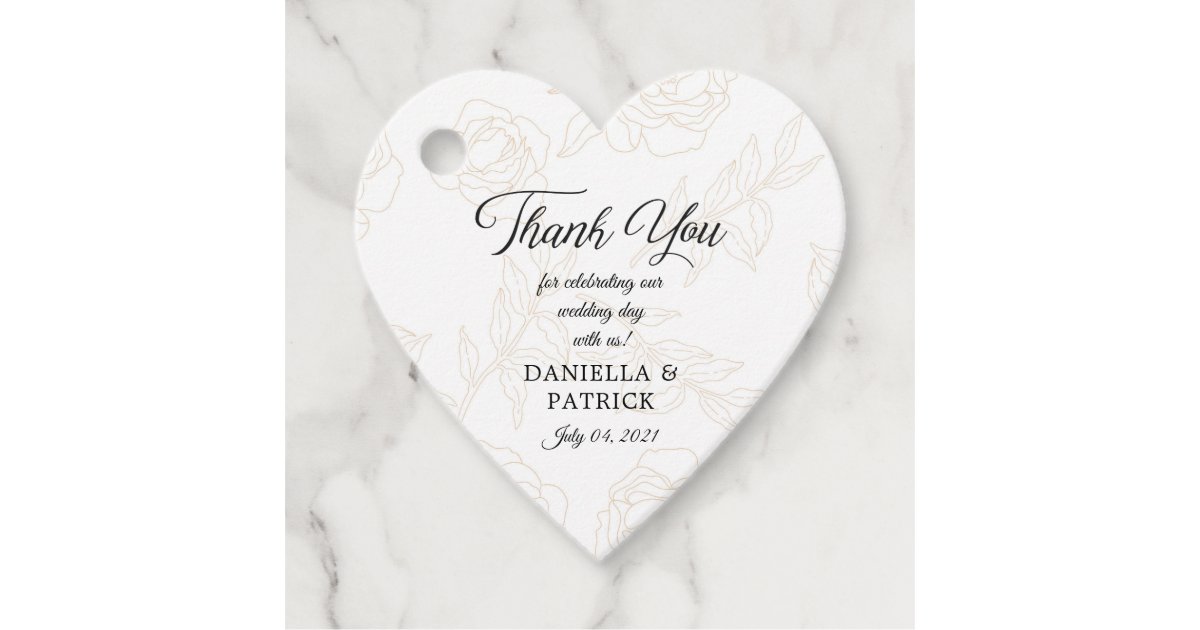 Elegant Gold Floral Wedding Thank You Favor Tags | Zazzle
