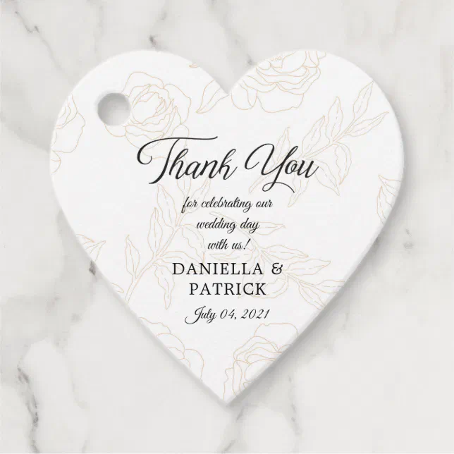 Elegant Gold Floral Wedding Thank You Favor Tags | Zazzle