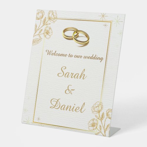Elegant Gold Floral Wedding Welcome Sign