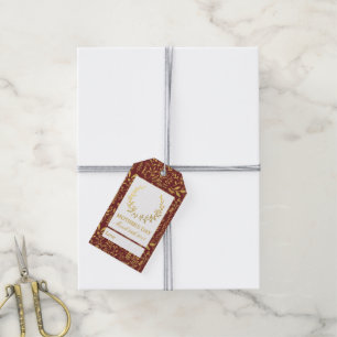 Elegant Gold Floral Wreath Mother's Day Gift Tags