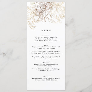 Elegant Gold Florals Wedding Menu