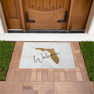 Elegant Gold Florida State Map Welcome Doormat