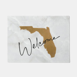 Elegant Gold Florida State Map Welcome Doormat
