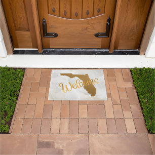 Elegant Gold Florida State Map Welcome Doormat