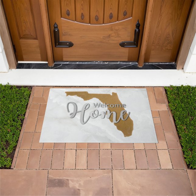 Elegant Gold Florida State Map Welcome Home Doormat (Outdoor)