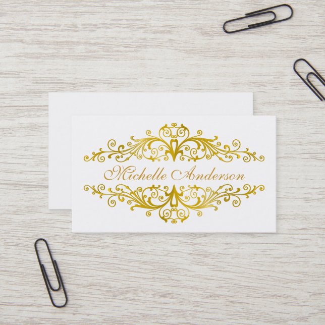 Elegant gold flourish business card (Front/Back In Situ)