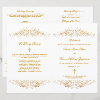 Elegant Gold Flourish Wedding Program