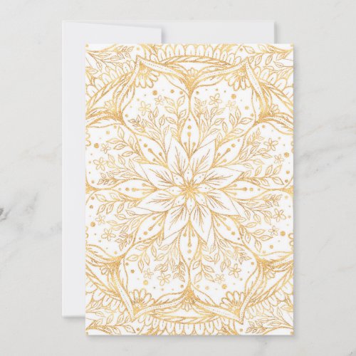 Elegant Gold Flower Mandala White Design Holiday Card