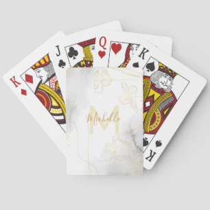 Elegant Gold flower   Monogram Playing Cards