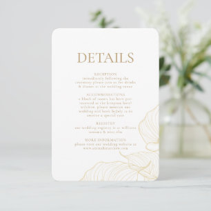 Elegant Gold Flowers Botanical Modern Wedding  Enclosure Card