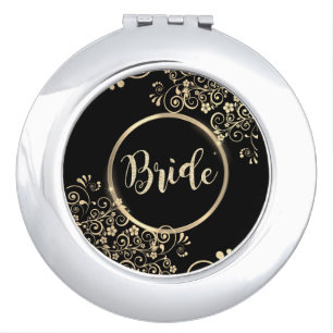 Elegant Gold Flowers Compact Mirror