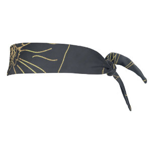 Elegant Gold Flowers outlines Blue gradient design Tie Headband
