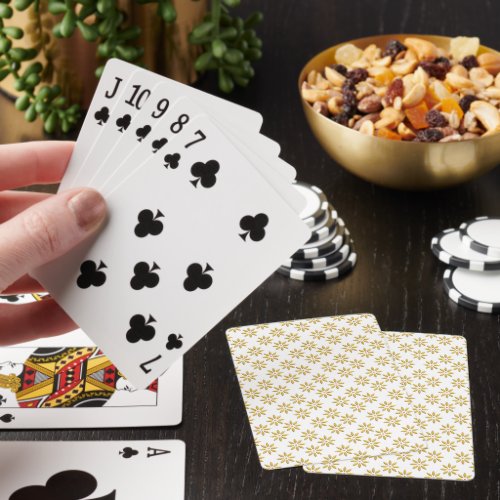 Elegant gold flowers pattern white playing cards