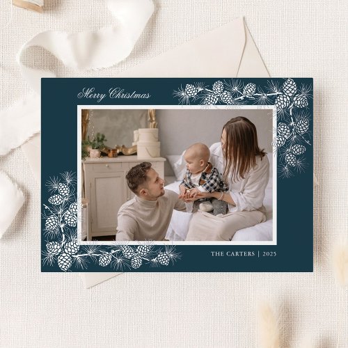 Elegant Gold Foil 2 Photo Christmas Holiday Card