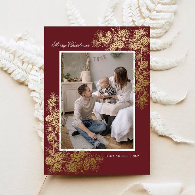 Elegant Gold Foil 2 Photo Christmas Holiday Card (Creator Uploaded)