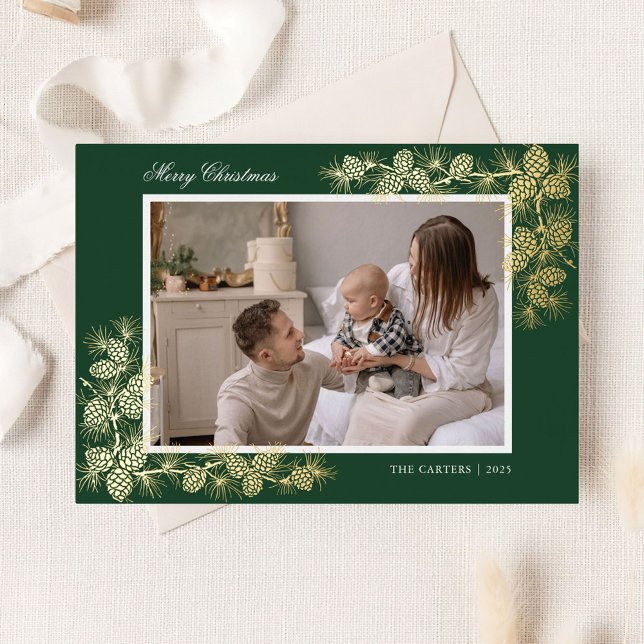 Elegant Gold Foil 2 Photo Christmas Holiday Card (Creator Uploaded)