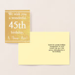 [ Thumbnail: Elegant Gold Foil 45th Birthday Greeting Card ]