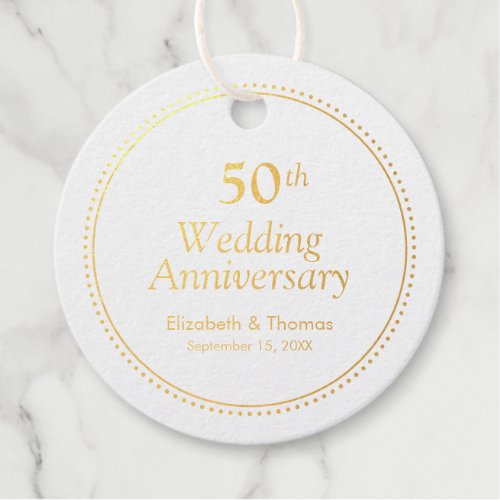 Elegant Gold Foil 50th Wedding Anniversary Foil Favor Tags