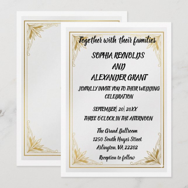 Elegant Gold Foil Acrylic Wedding Invitation  (Front/Back)