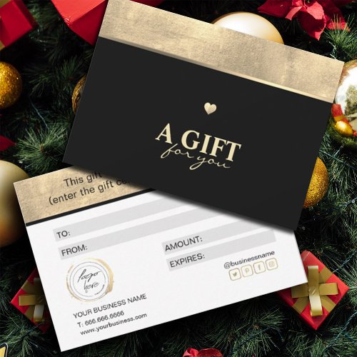  Elegant Gold Foil and Black Gift Certificate