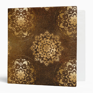 Elegant Gold Foil and Black Indian Mandala 3 Ring Binder