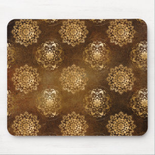 Elegant Gold Foil and Black Indian Mandala Mouse Pad