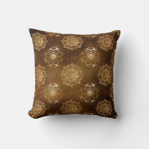 Elegant Gold Foil and Black Indian Mandala Throw Pillow
