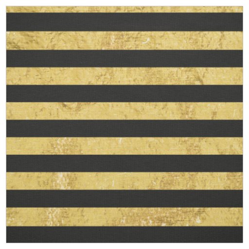 Elegant Gold Foil and Black Stripe Pattern Fabric