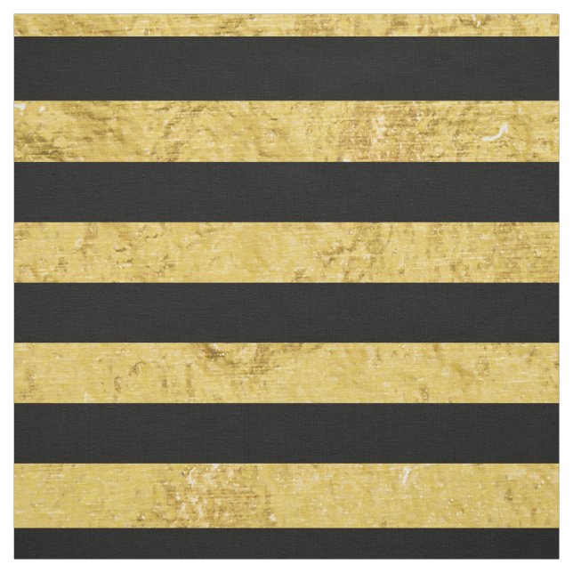 Elegant Gold Foil and Black Stripe Pattern Fabric (Swatch)