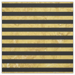 Elegant Gold Foil and Black Stripe Pattern Fabric