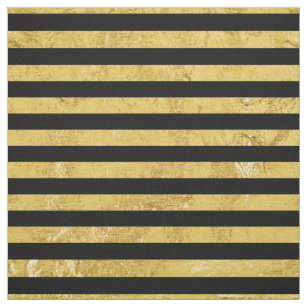 Elegant Gold Foil and Black Stripe Pattern Fabric