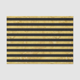 Elegant Gold Foil and Black Stripe Pattern Tissue Paper