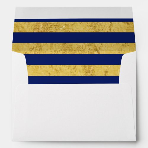 Elegant Gold Foil and Blue Stripe Pattern Envelope